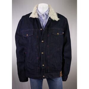Coogi Down Under Blue Vintage Denim Trucker Jacket Sherpa Shearling Collar 3XL